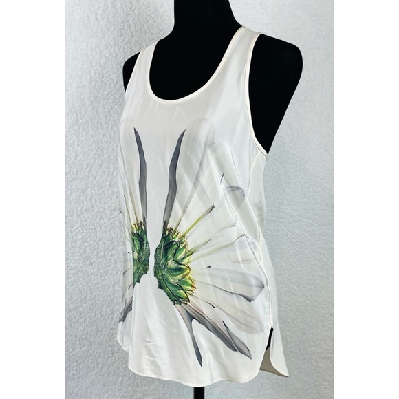 TIBI • White Silk Floral Racerback Tank Top, 0 - Picture 8 of 15